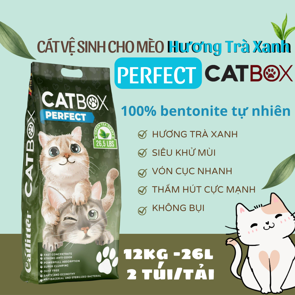 Cát Vệ Sinh Mèo Hương Trà Xanh 26L